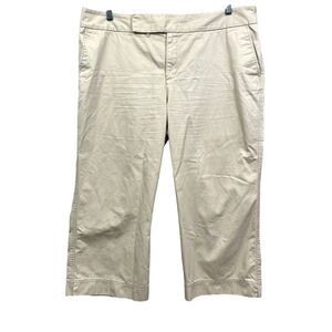 Eddie Bauer Womens Capri Pants Wide Leg Vashon Fit Slash‎ Pocket Khaki Size 18